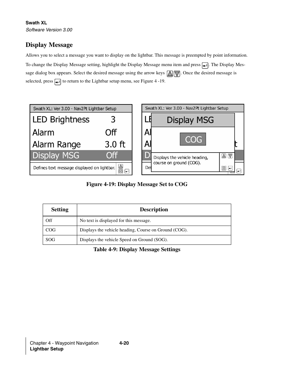 Display message | TeeJet Swath XL User Manual | Page 140 / 162