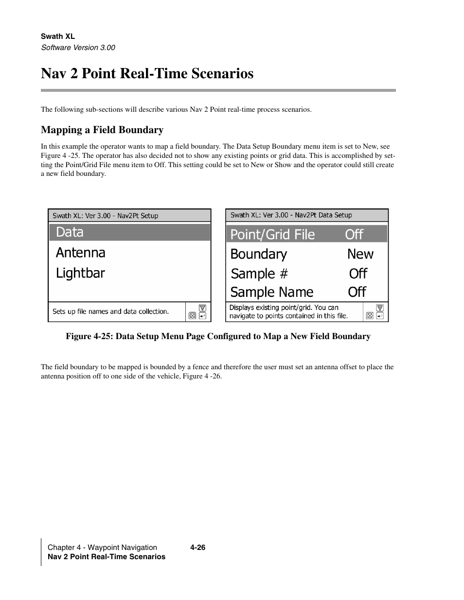 Nav 2 point real-time scenarios, Mapping a field boundary, Nav 2 point real-time scenarios -26 | Mapping a field boundary -26 | TeeJet Swath XL User Manual | Page 146 / 162