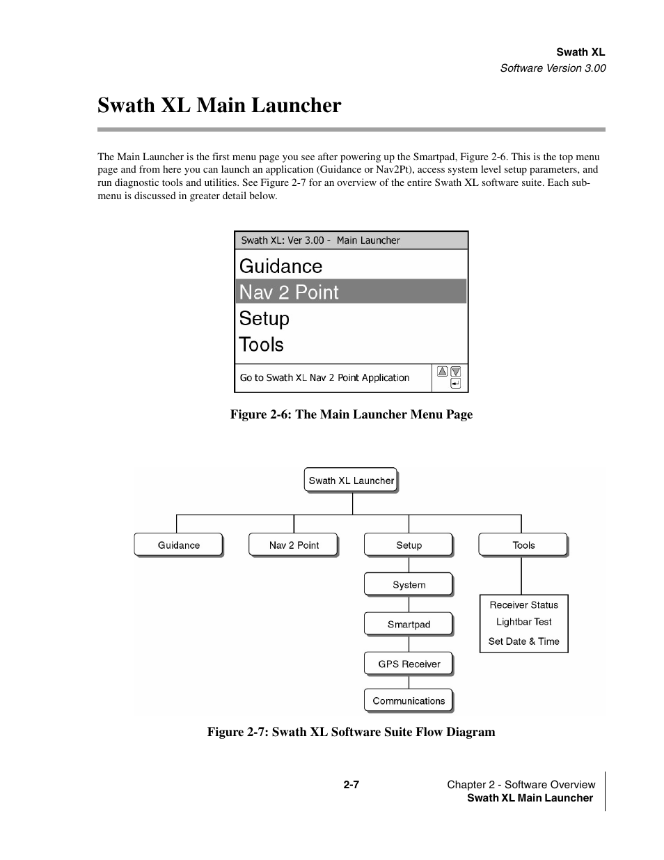 Swath xl main launcher, Swath xl main launcher -7 | TeeJet Swath XL User Manual | Page 27 / 162