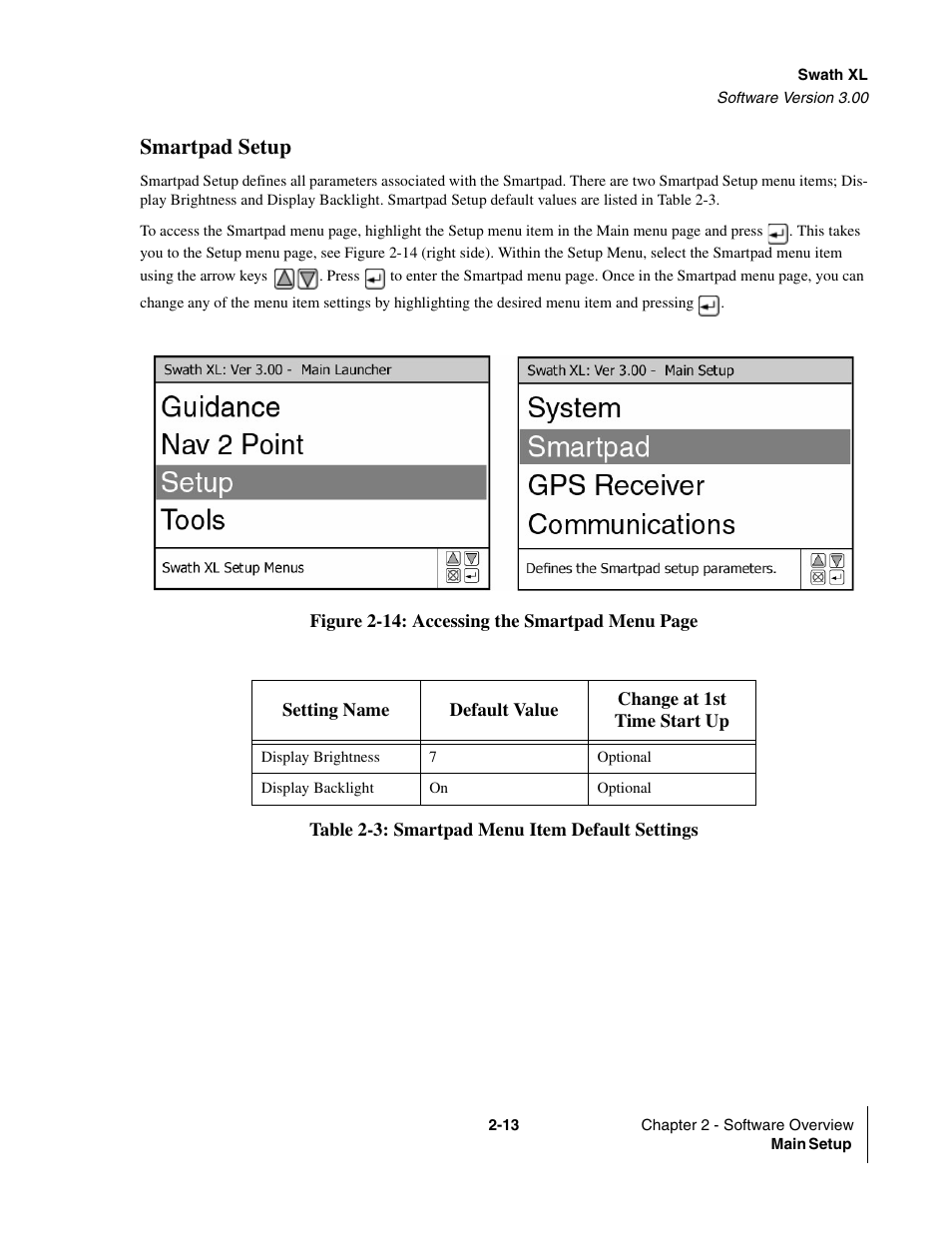 Smartpad setup, Smartpad setup -13 | TeeJet Swath XL User Manual | Page 33 / 162