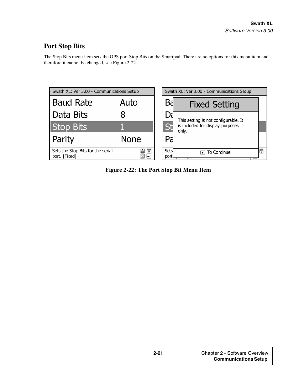 Port stop bits, Port stop bits -21 | TeeJet Swath XL User Manual | Page 41 / 162