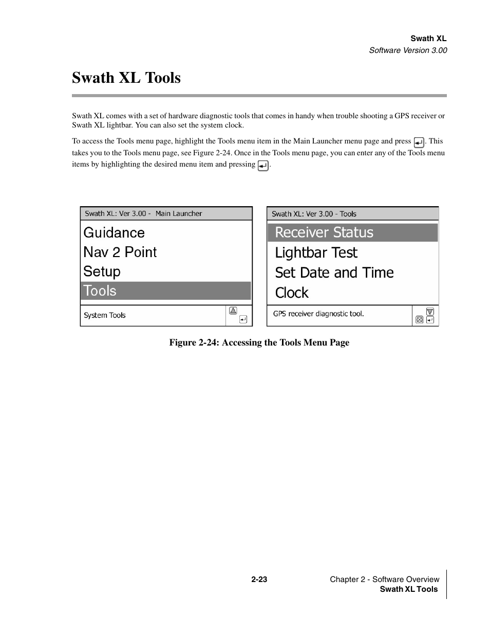 Swath xl tools, Swath xl tools -23 | TeeJet Swath XL User Manual | Page 43 / 162