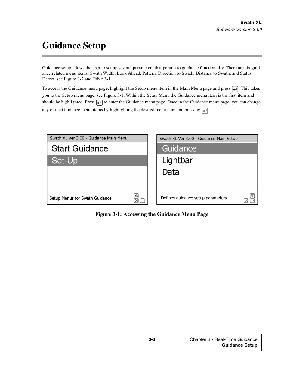 Guidance setup, Guidance setup -3 | TeeJet Swath XL User Manual | Page 51 / 162