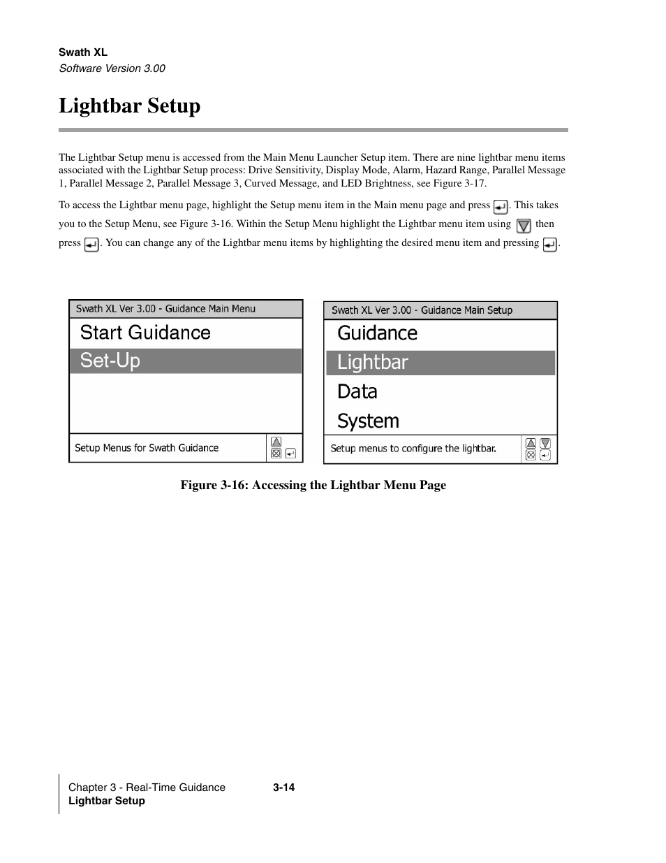 Lightbar setup, Lightbar setup -14 | TeeJet Swath XL User Manual | Page 62 / 162
