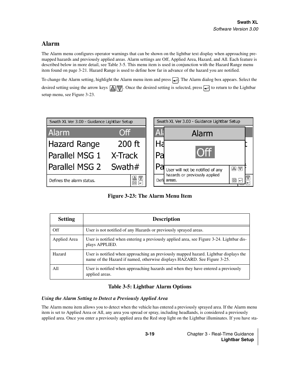 Alarm | TeeJet Swath XL User Manual | Page 67 / 162