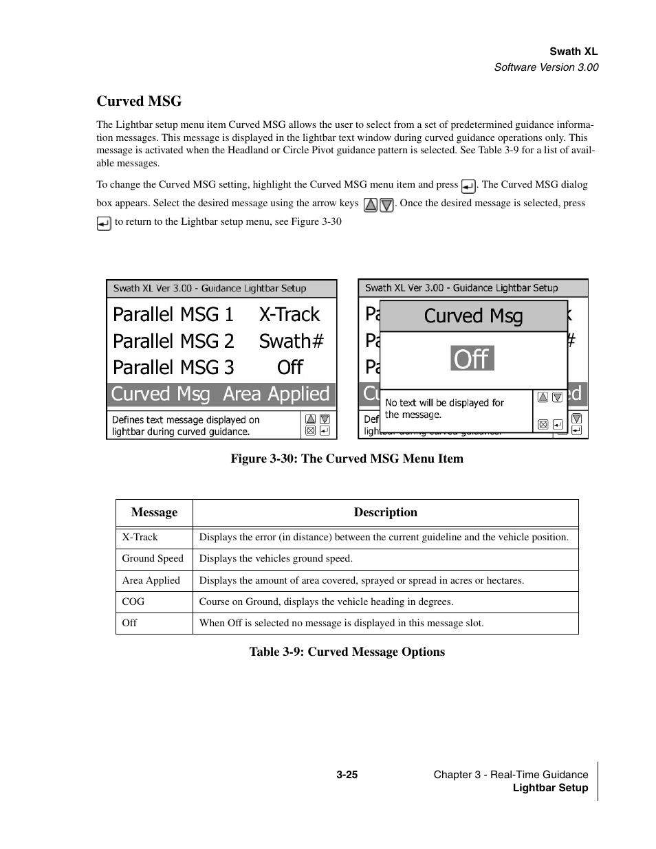 Curved msg | TeeJet Swath XL User Manual | Page 73 / 162