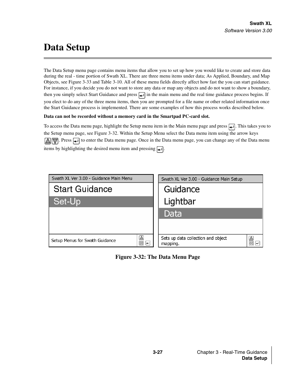 Data setup, Data setup -27 | TeeJet Swath XL User Manual | Page 75 / 162