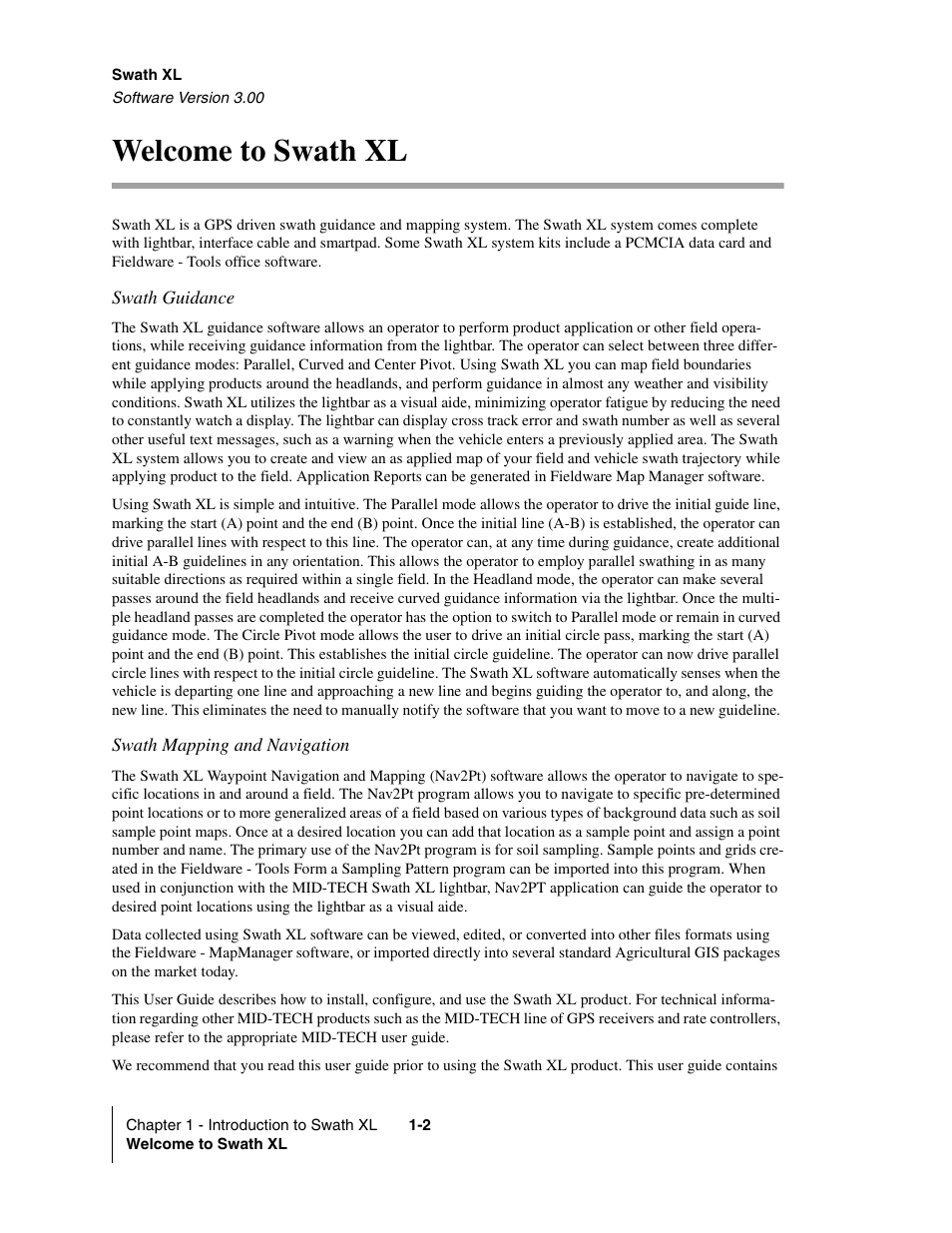 Welcome to swath xl, Welcome to swath xl -2 | TeeJet Swath XL User Manual | Page 8 / 162