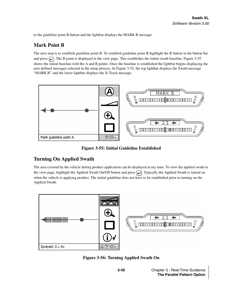 Mark point b, Turning on applied swath | TeeJet Swath XL User Manual | Page 93 / 162