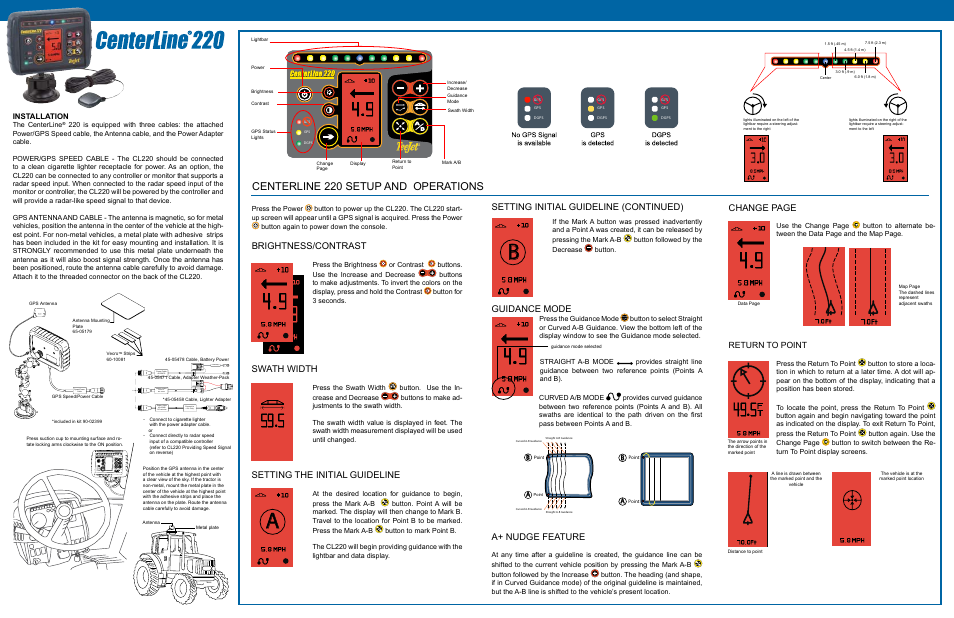 TeeJet CenterLine 220 User Guide User Manual | 2 pages