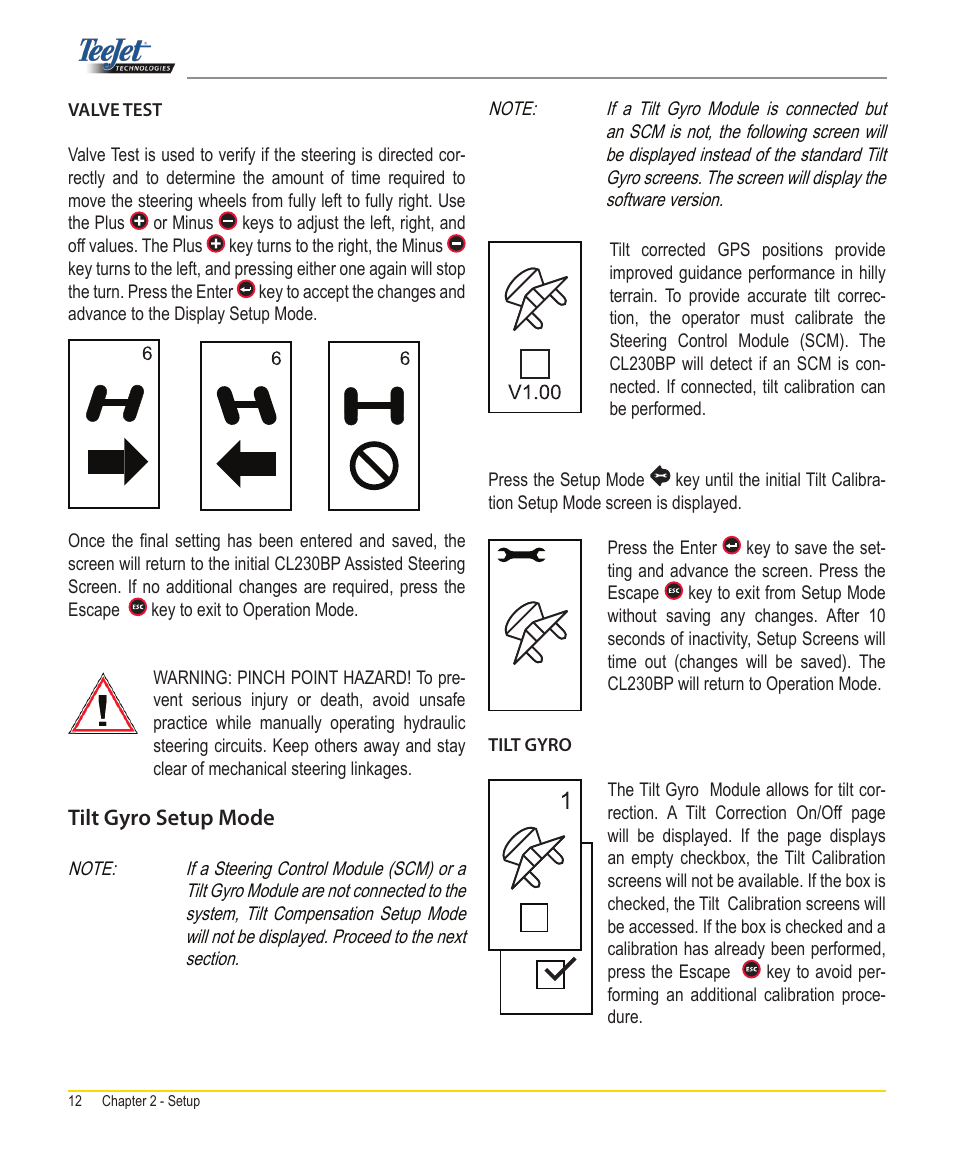 Tilt gyro setup mode | TeeJet CenterLine 230BP User Manual | Page 13 / 26