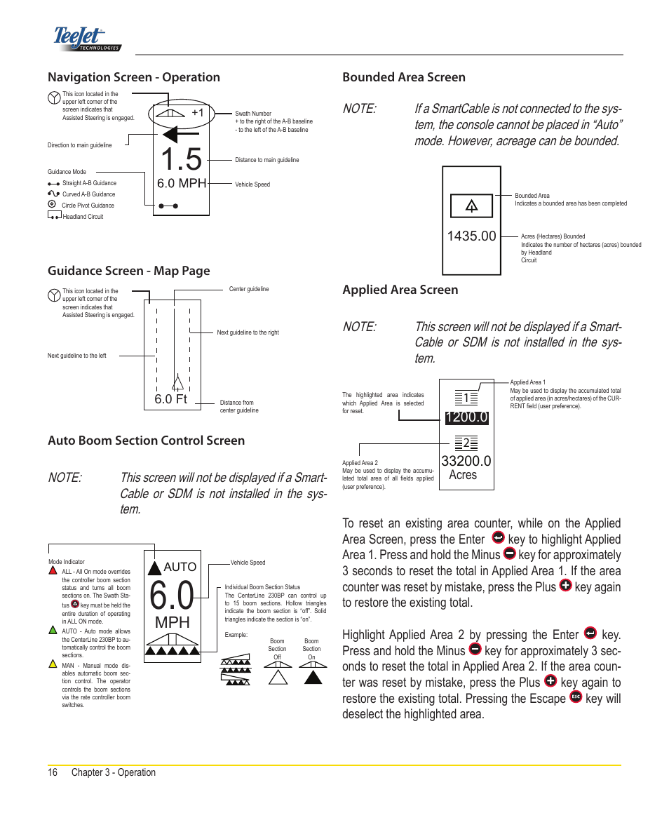 Bounded area screen, Applied area screen, 0 ft | Acres, Auto | TeeJet CenterLine 230BP User Manual | Page 17 / 26