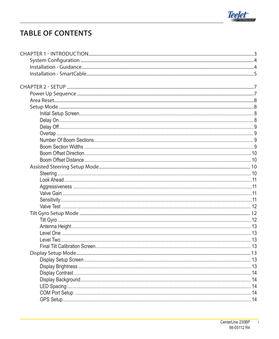TeeJet CenterLine 230BP User Manual | Page 2 / 26
