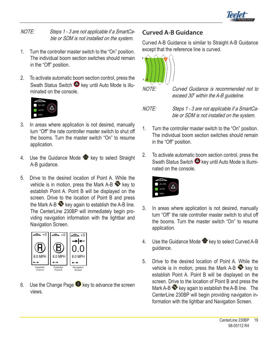 Curved a-b guidance | TeeJet CenterLine 230BP User Manual | Page 20 / 26