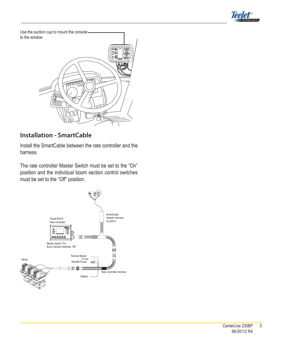 Installation - smartcable | TeeJet CenterLine 230BP User Manual | Page 6 / 26