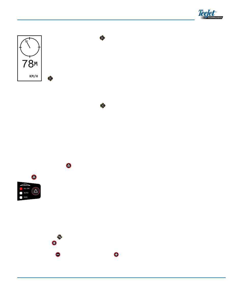 Compass view/return to point, All booms on mode, A+ nudge feature | TeeJet CenterLine 230BP User Manual | Page 22 / 23