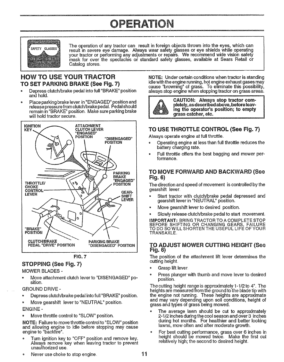 Operation, How to use your tractor | Craftsman 917.255561 User Manual | Page 11 / 52