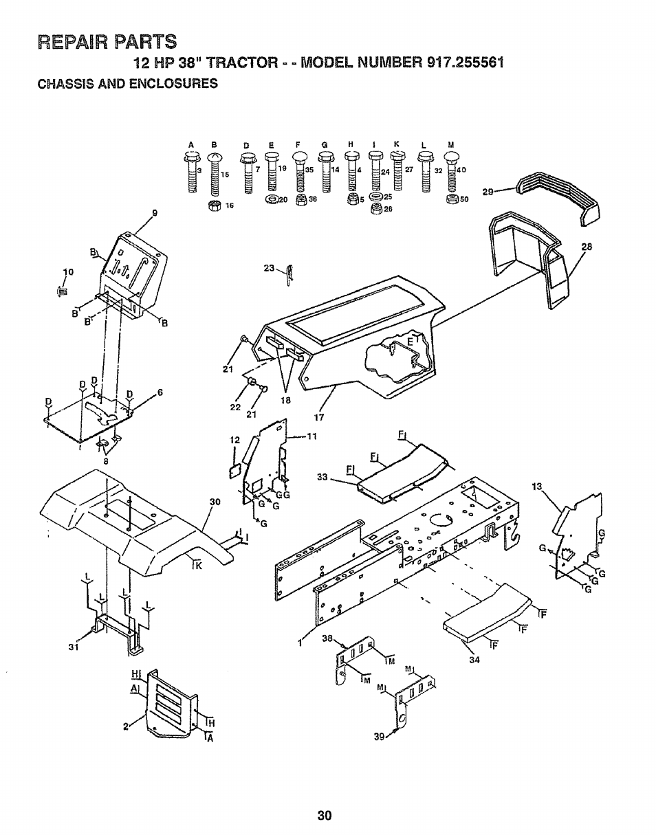 Repair parts, Chassis and enclosures | Craftsman 917.255561 User Manual | Page 30 / 52