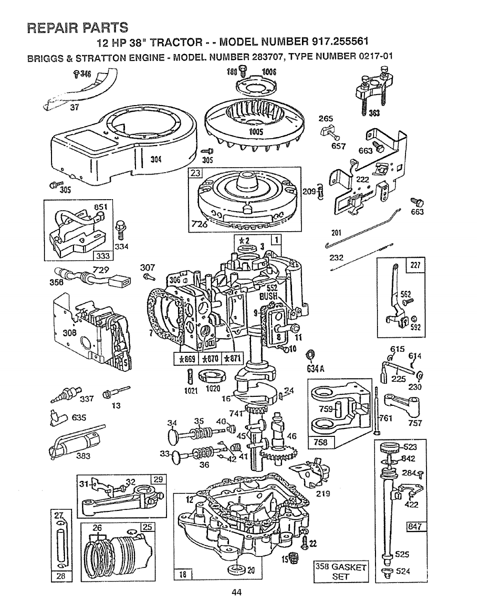 Repair parts | Craftsman 917.255561 User Manual | Page 44 / 52