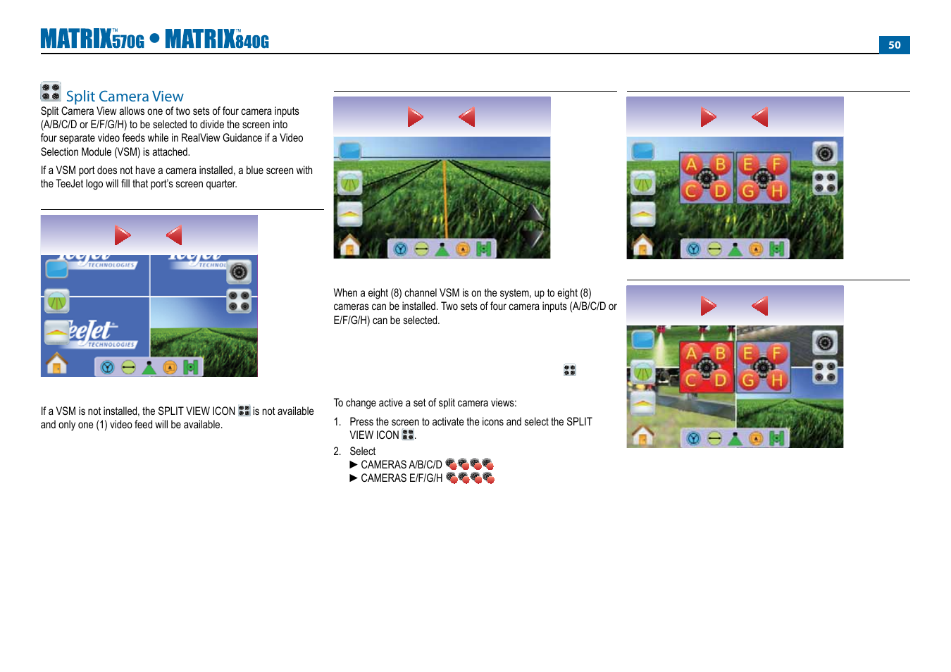 Split camera view | TeeJet Matrix 840G User Manual User Manual | Page 55 / 67