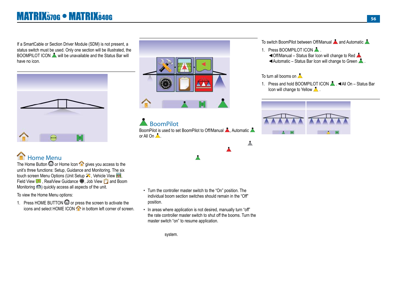 Home menu, Boompilot | TeeJet Matrix 840G User Manual User Manual | Page 60 / 67