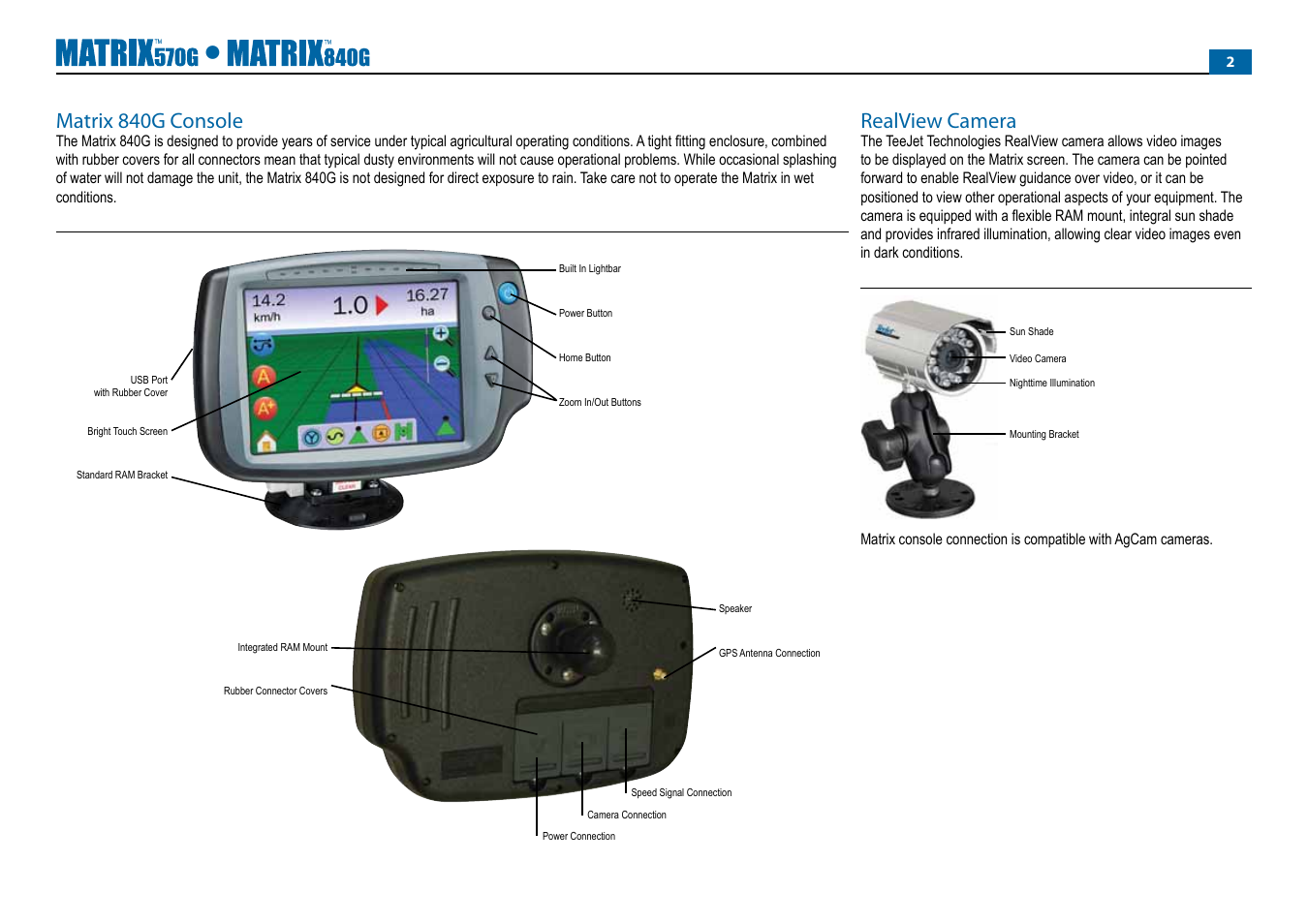 Realview camera, Matrix 840g console | TeeJet Matrix 840G User Manual User Manual | Page 7 / 67