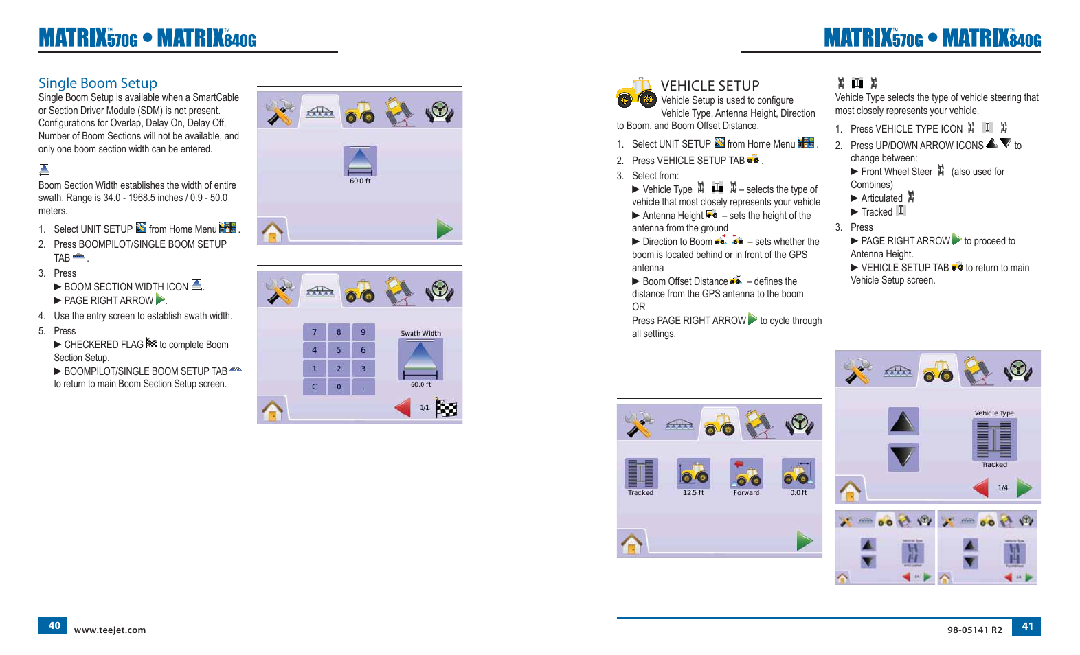 Vehicle setup, Single boom setup | TeeJet Matrix 840G User Manual User Manual | Page 27 / 58
