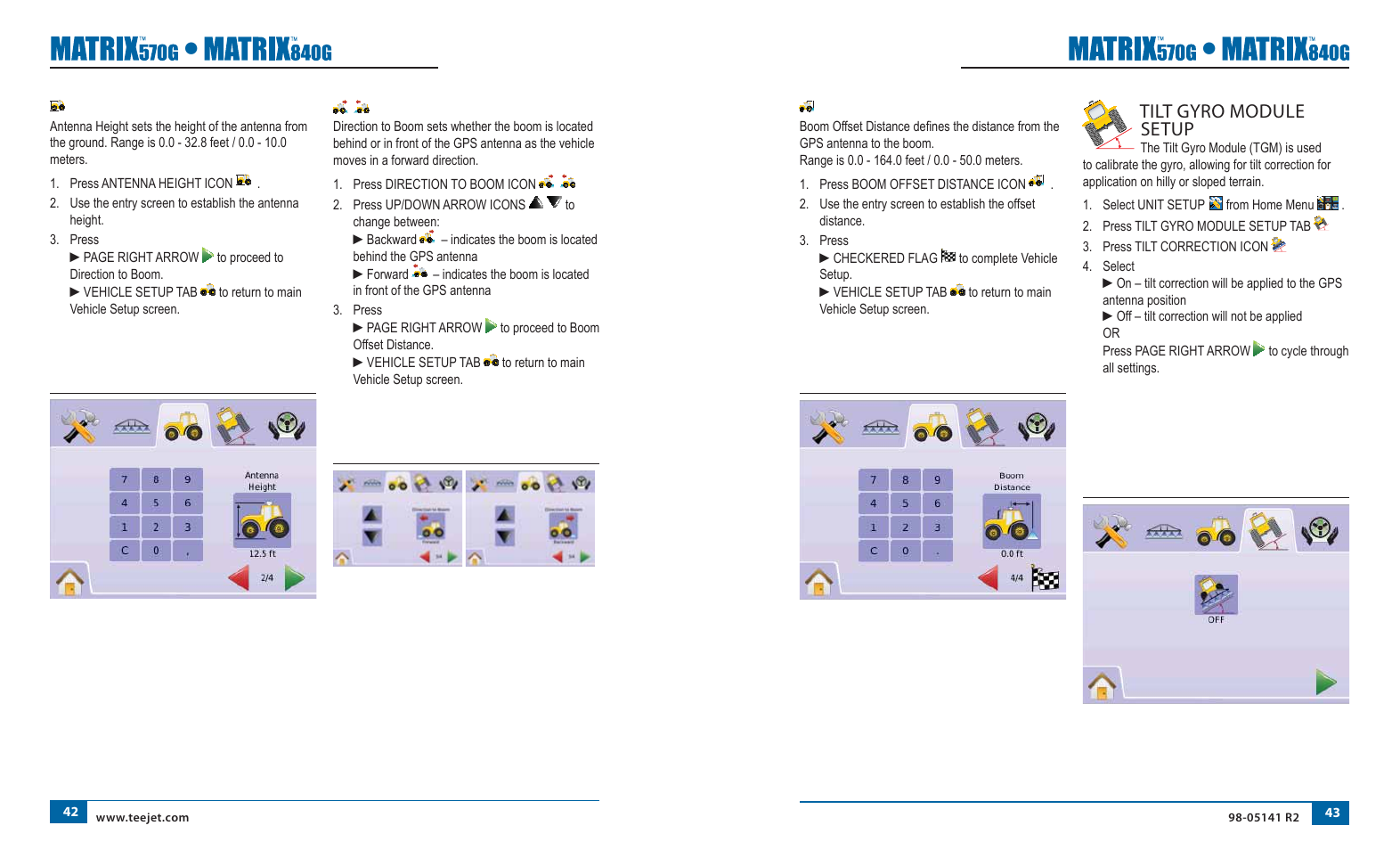 Tilt gyro module setup | TeeJet Matrix 840G User Manual User Manual | Page 28 / 58