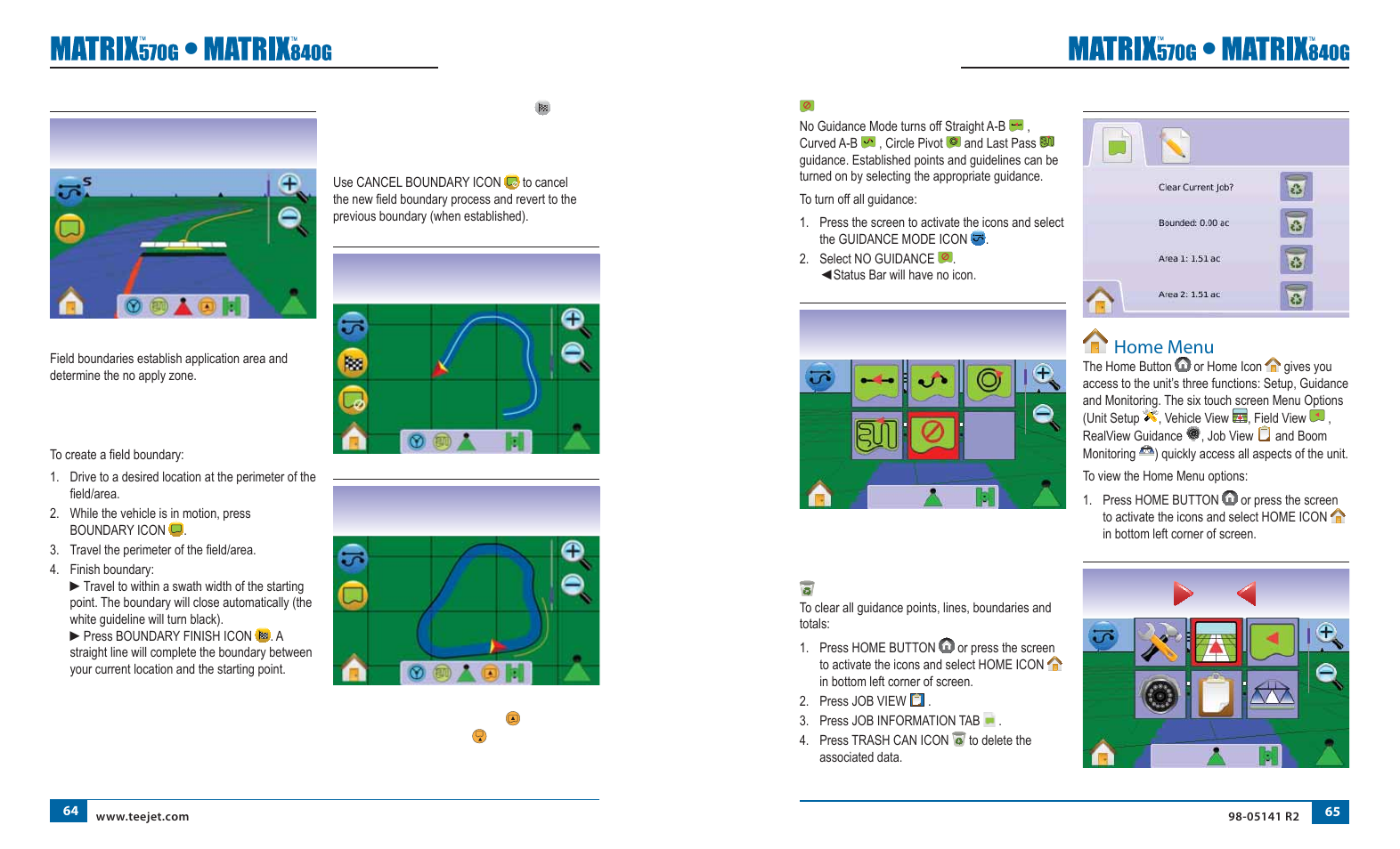 Home menu | TeeJet Matrix 840G User Manual User Manual | Page 40 / 58