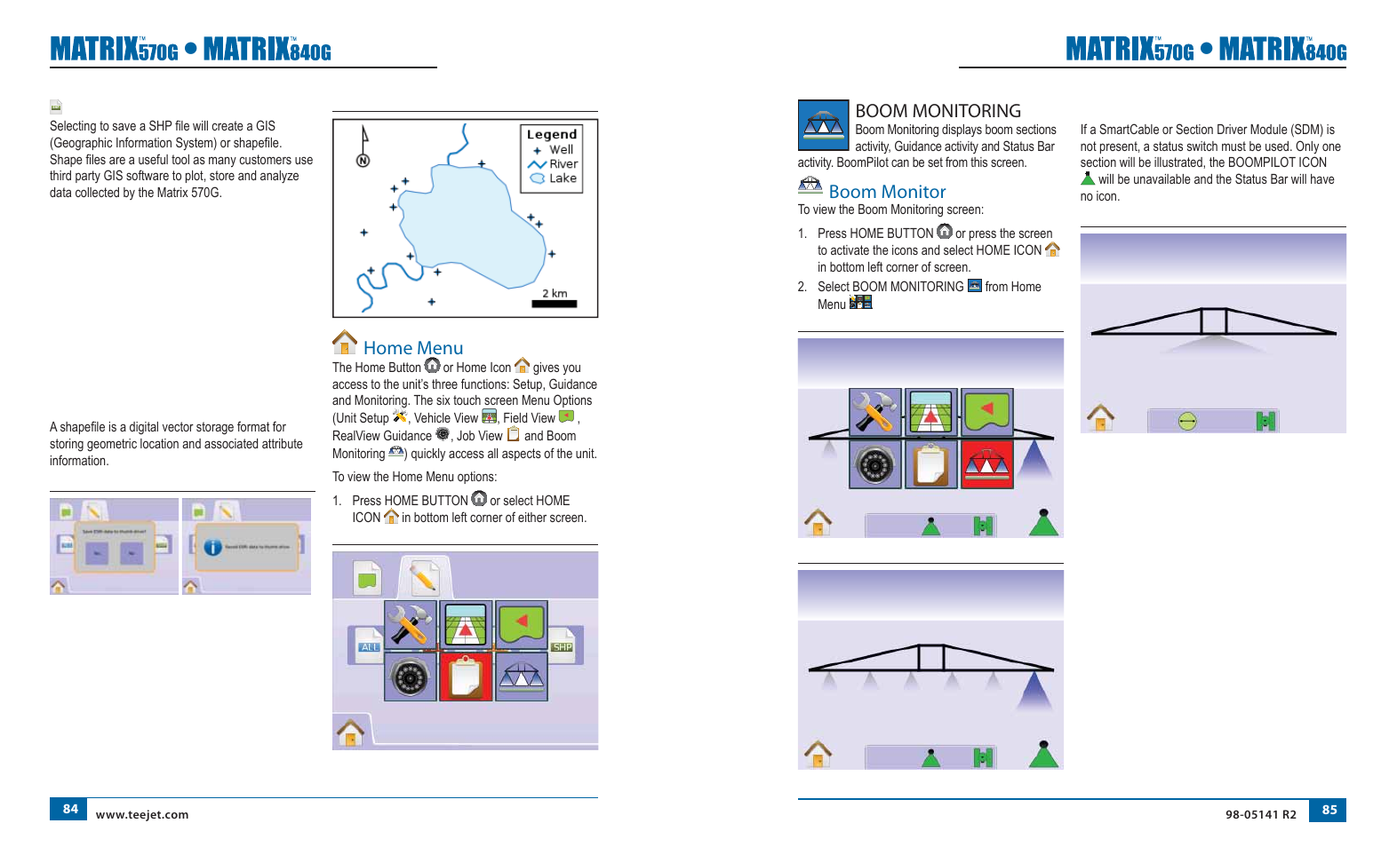 Boom monitoring, Boom monitor, Home menu | TeeJet Matrix 840G User Manual User Manual | Page 51 / 58