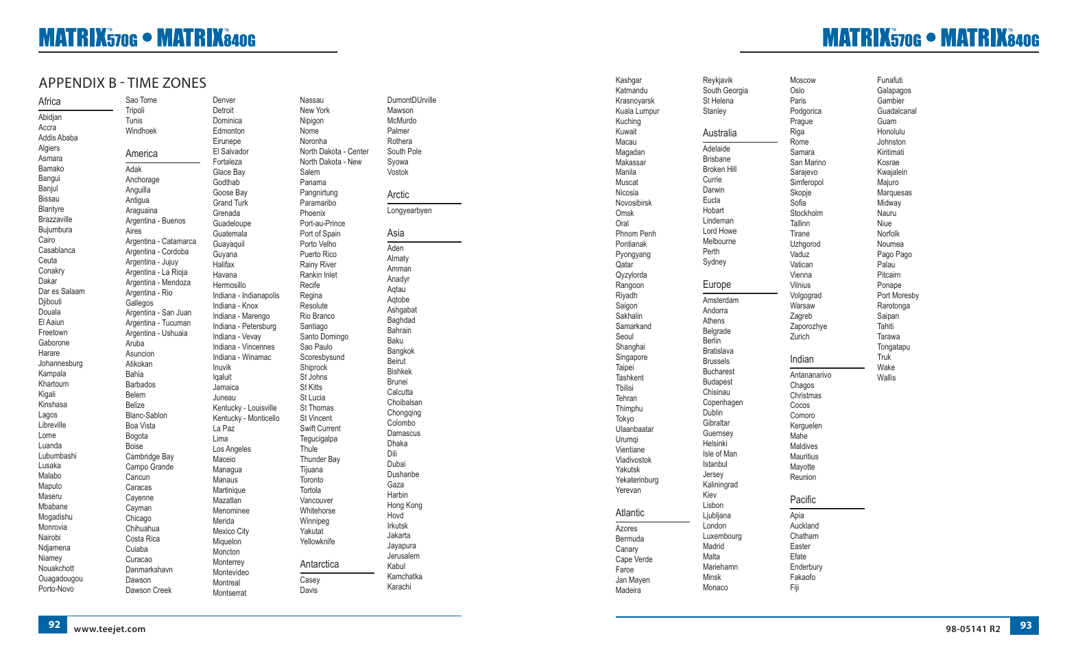 Appendix b - time zones | TeeJet Matrix 840G User Manual User Manual | Page 56 / 58