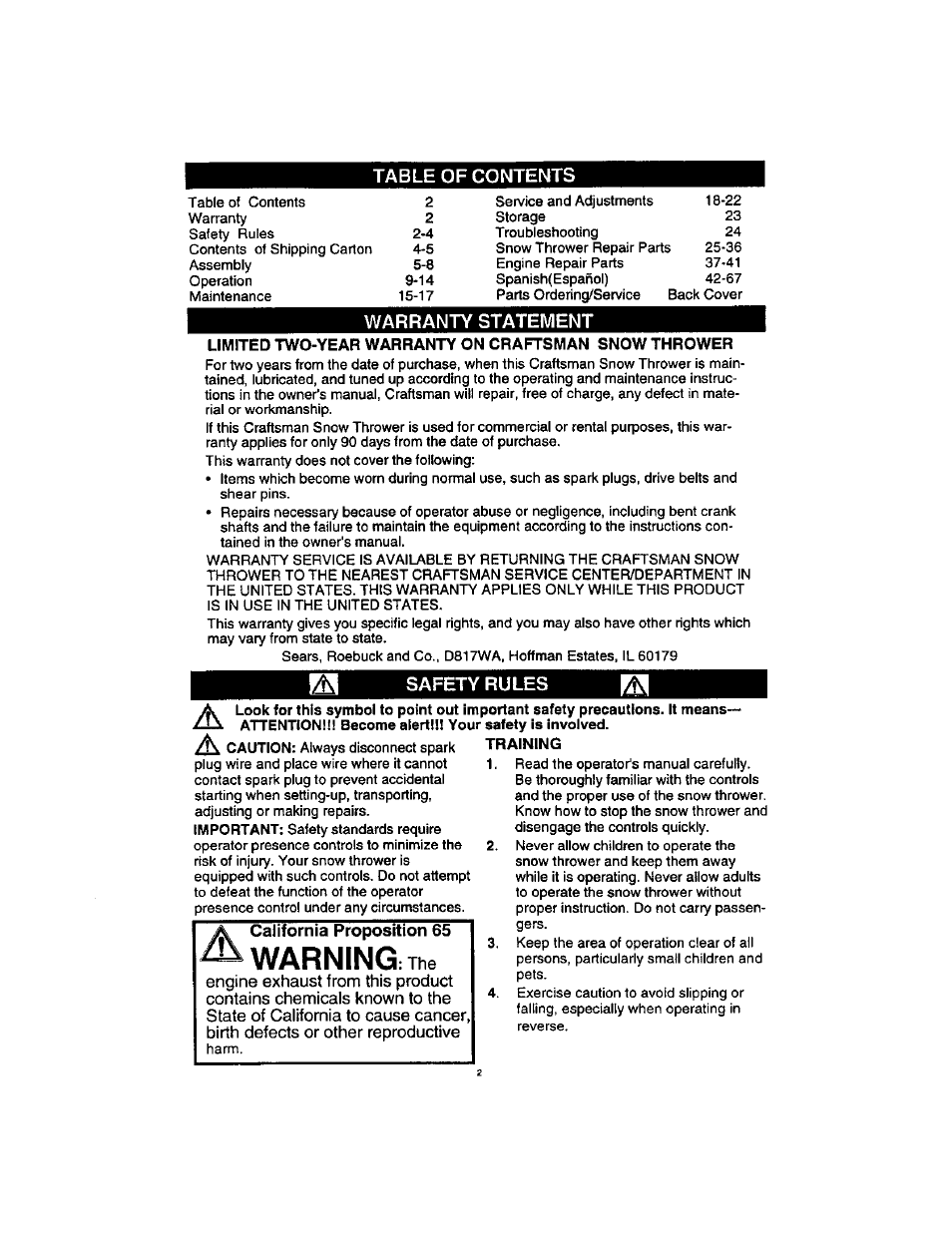 Craftsman 536.88123 User Manual | Page 2 / 24