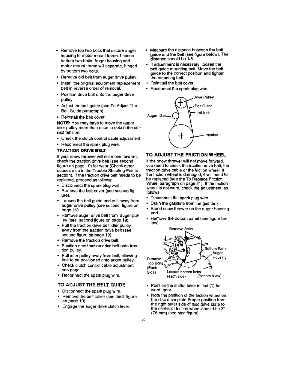 To adjust the friction wheel | Craftsman 536.88123 User Manual | Page 20 / 24