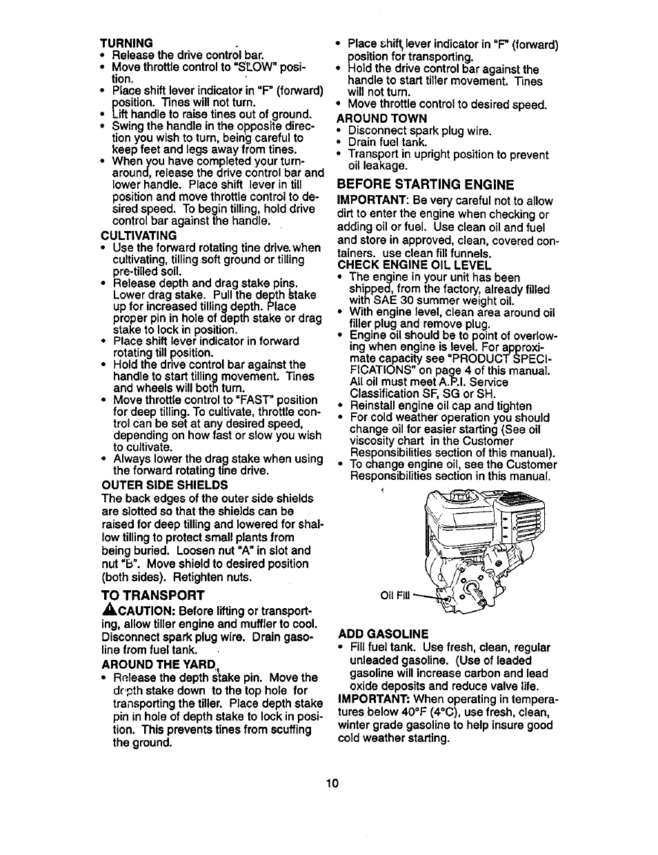 To transport | Craftsman 917.293320 User Manual | Page 10 / 36