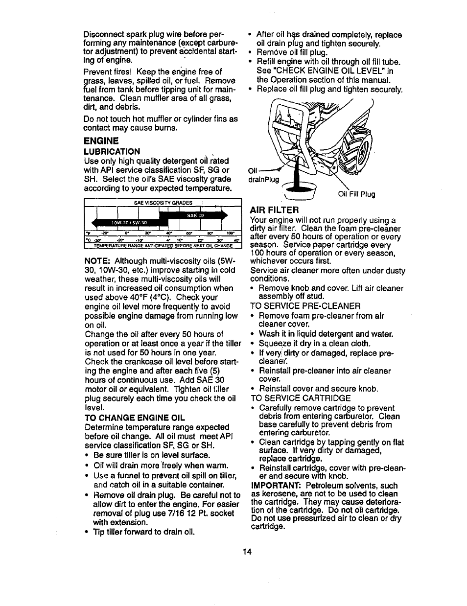 Engine, Air filter | Craftsman 917.293320 User Manual | Page 14 / 36