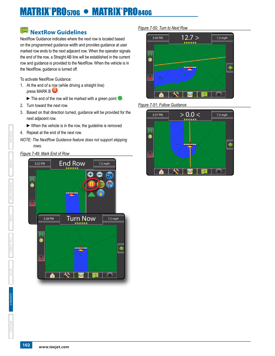 Nextrow guidelines, End row, Turn now | TeeJet Matrix Pro 840G User Manual User Manual | Page 109 / 127