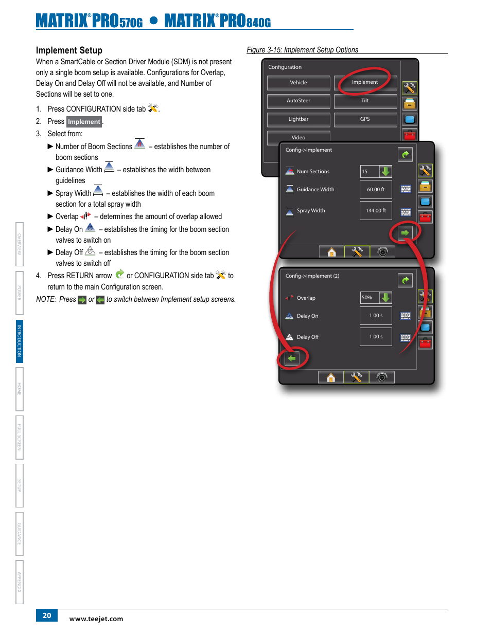 Implement setup | TeeJet Matrix Pro 840G User Manual User Manual | Page 27 / 127