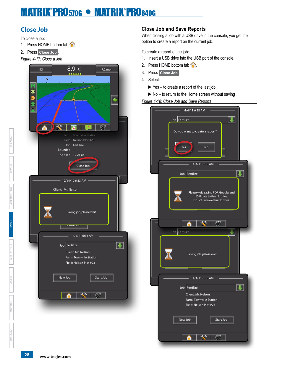 Close job, Close job and save reports, Figure 4-17: close a job | TeeJet Matrix Pro 840G User Manual User Manual | Page 35 / 127