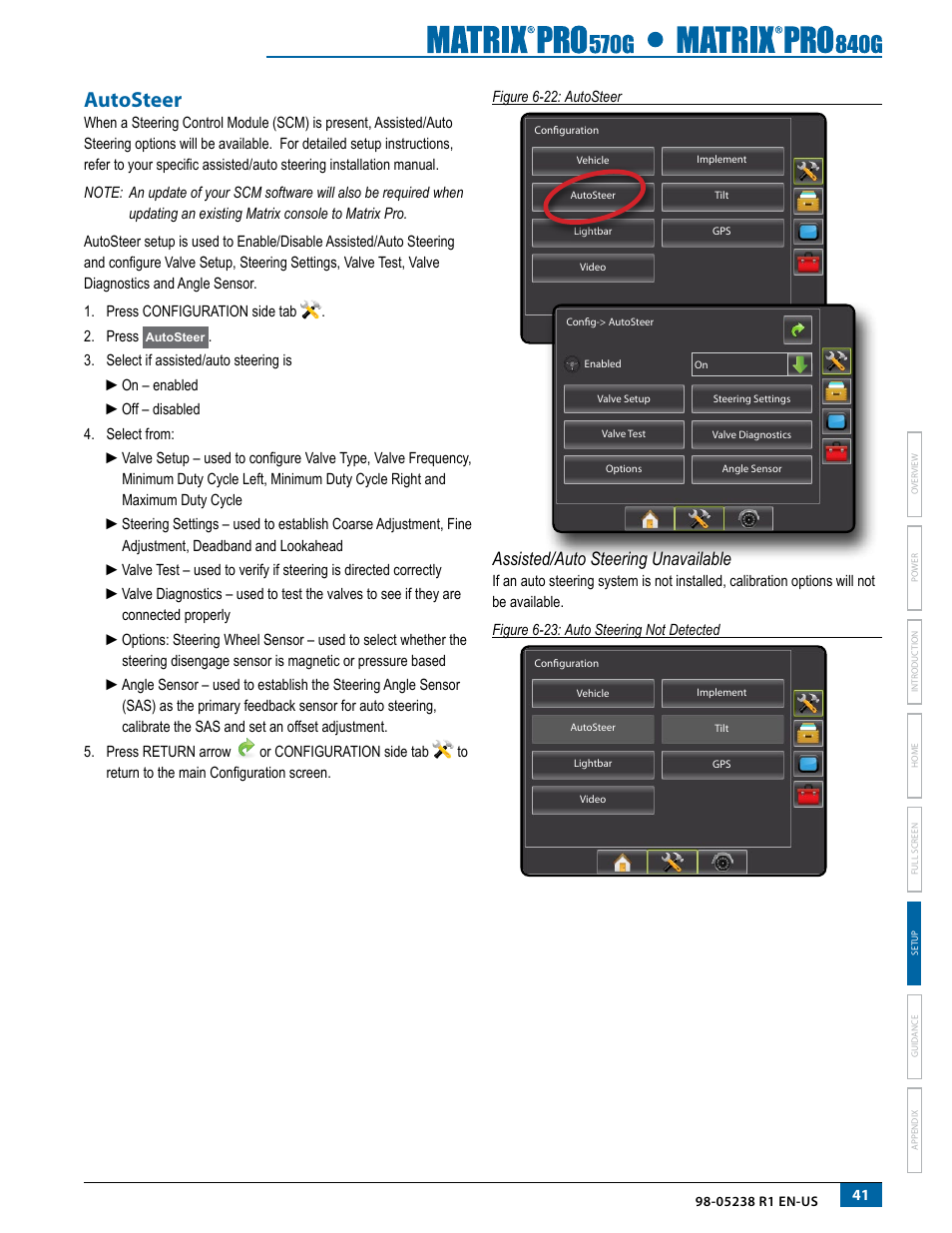 Autosteer, Assisted/auto steering unavailable | TeeJet Matrix Pro 840G User Manual User Manual | Page 48 / 127