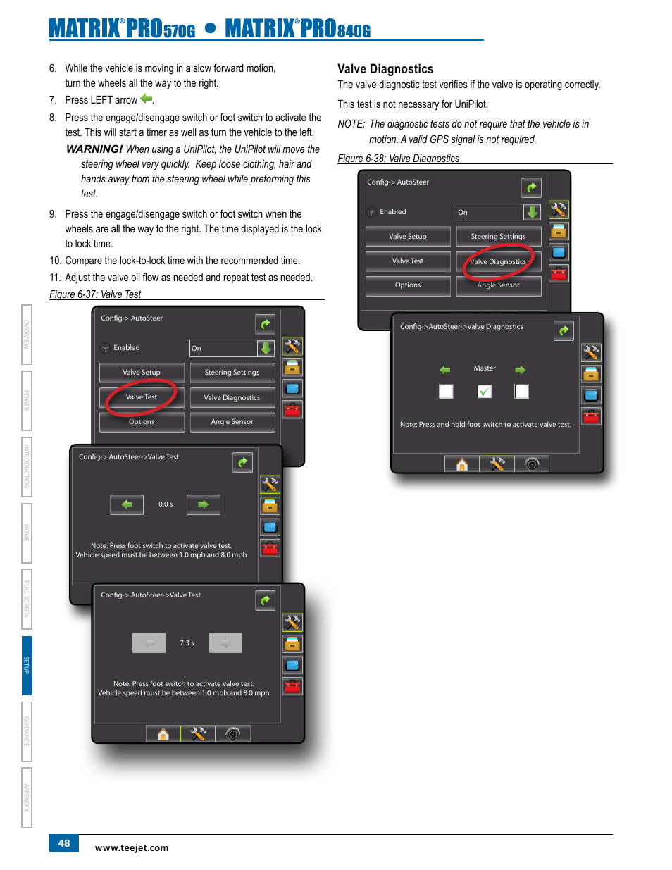 Valve diagnostics | TeeJet Matrix Pro 840G User Manual User Manual | Page 55 / 127