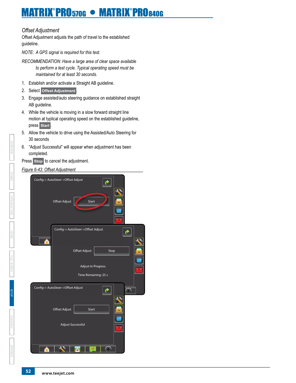 Offset adjustment | TeeJet Matrix Pro 840G User Manual User Manual | Page 59 / 127