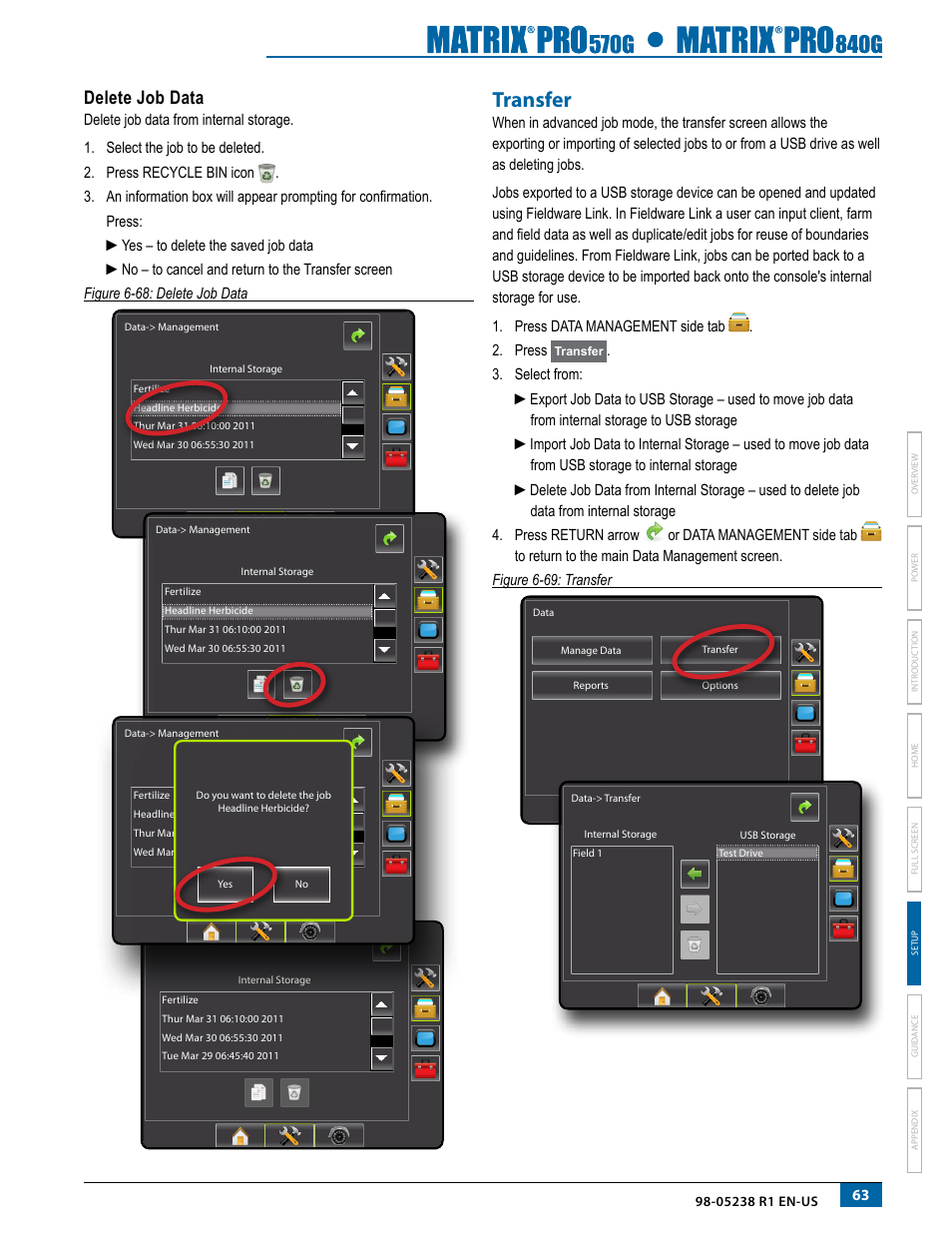 Delete job data, Transfer | TeeJet Matrix Pro 840G User Manual User Manual | Page 70 / 127
