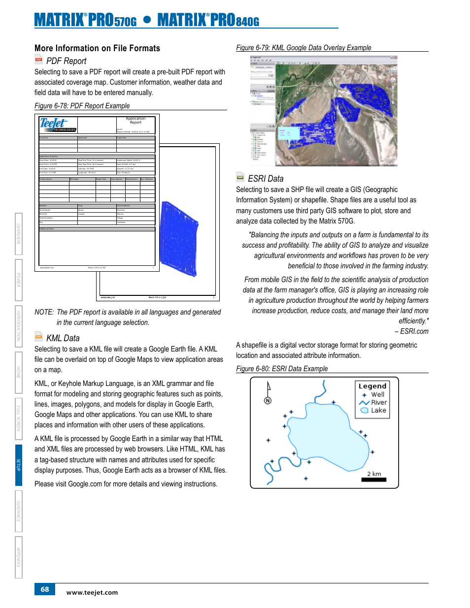 More information on file formats, Pdf report, Kml data | Esri data | TeeJet Matrix Pro 840G User Manual User Manual | Page 75 / 127