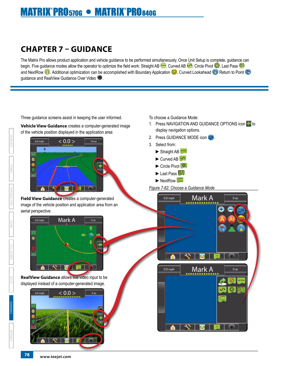 Chapter 7 – guidance, Mark a | TeeJet Matrix Pro 840G User Manual User Manual | Page 85 / 127