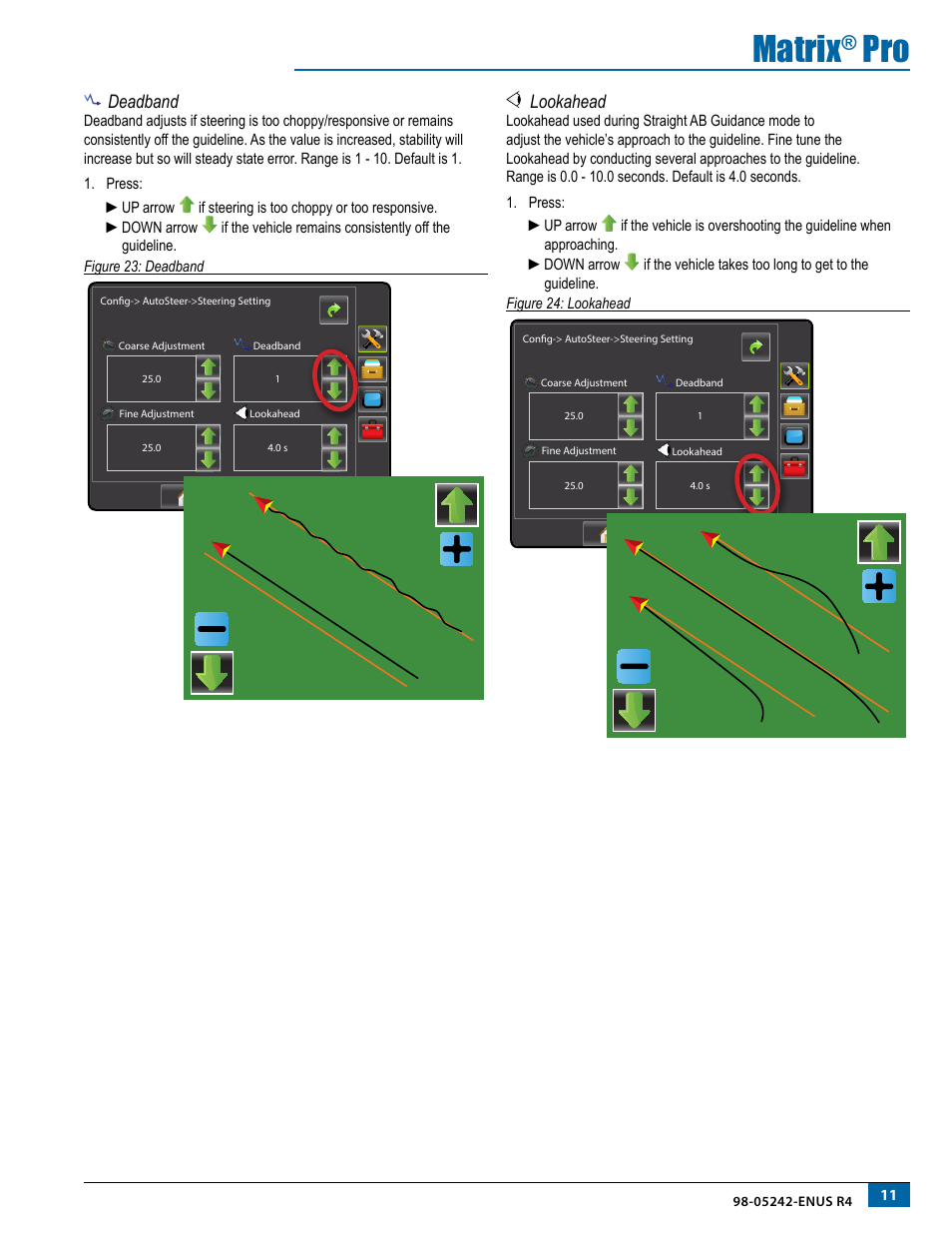 Deadband, Lookahead, Deadband lookahead | Matrix | TeeJet Matrix Pro 840G Assisted/Auto Steering Setup User Manual | Page 13 / 21