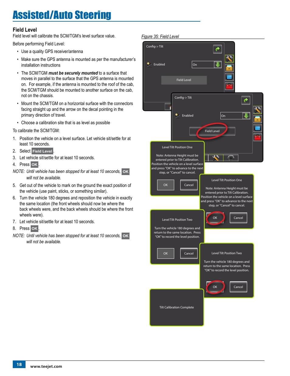 Field level, Assisted/auto steering | TeeJet Matrix Pro 840G Assisted/Auto Steering Setup User Manual | Page 20 / 21