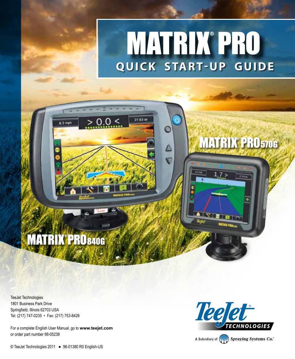 TeeJet Matrix Pro 840G Start Up Guide User Manual | 9 pages