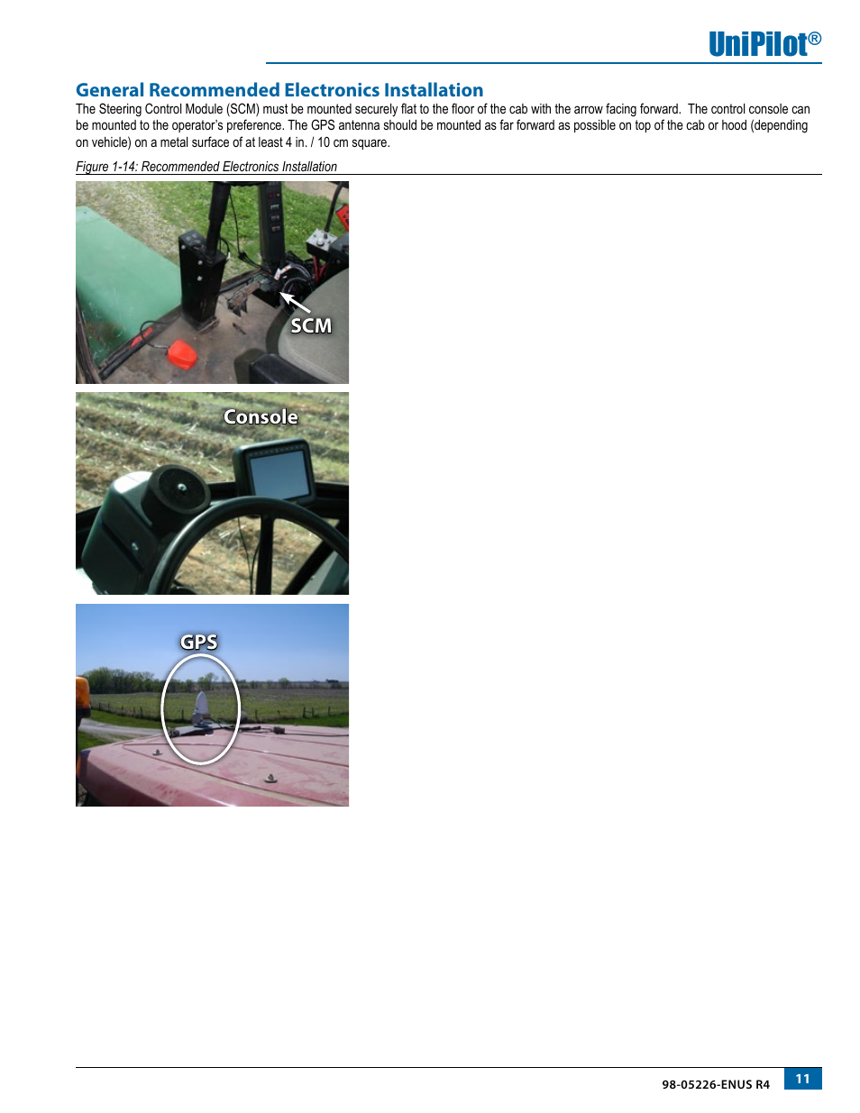 General recommended electronics installation, Unipilot | TeeJet UniPilot User Manual | Page 13 / 20