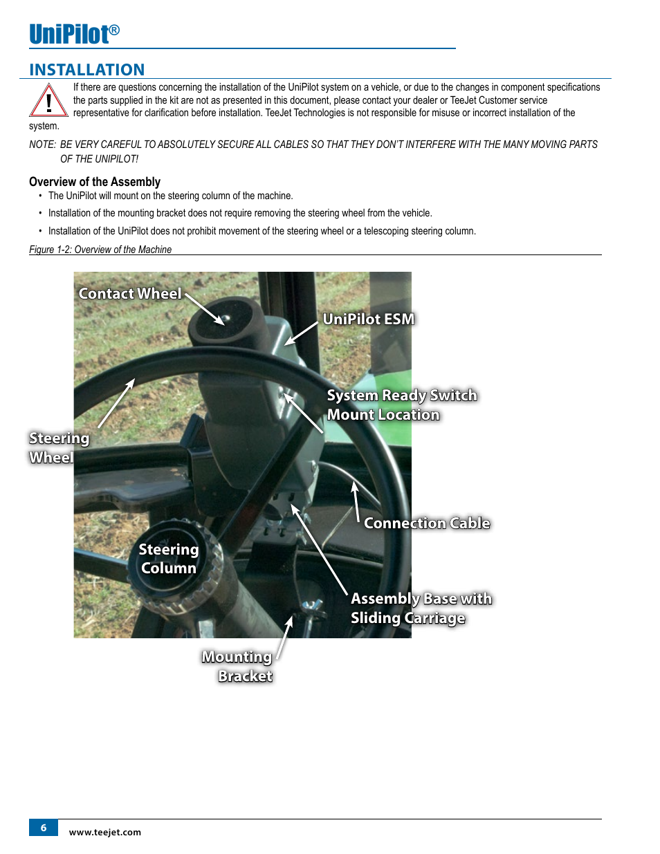 Installation, Overview of the assembly, Installation 6 | Unipilot | TeeJet UniPilot User Manual | Page 8 / 20