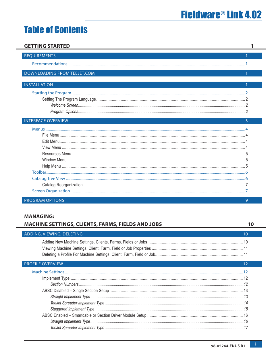 TeeJet Fieldware Link User Manual | Page 3 / 36